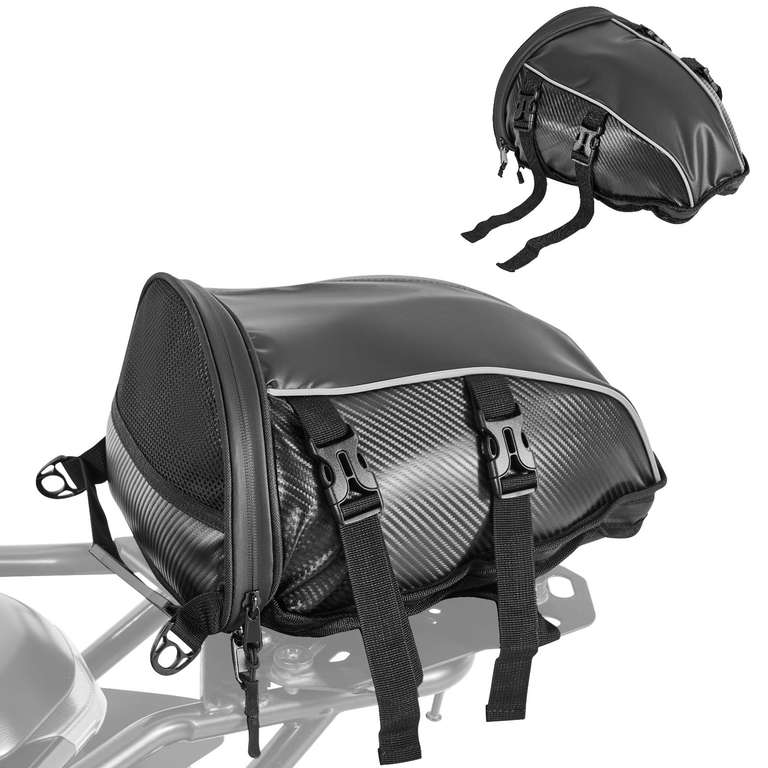 Bolsa Trasera para Asiento de Motocicleta 10 L, con Funda Impermeable 32x27x18cm